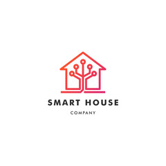 Digital Smart House Logo Template Vector