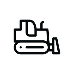 Bulldozer isolated icon, crawler dozer linear vector icon with editable stroke