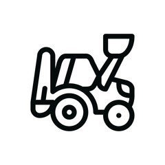 Backhoe loader isolated icon, tractor loader with backhoe outline vector icon with editable stroke