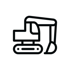 Crawler digger isolated icon, crawler excavator linear vector icon with editable stroke