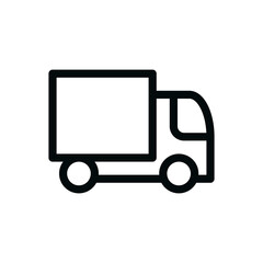 Fototapeta premium Box lorry isolated icon, box van linear icon, lorry van truck vector icon with editable stroke