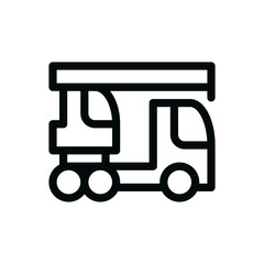 Telescopic truck crane isolated icon, truck-mounted crane linear vector icon with editable stroke
