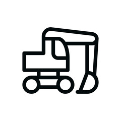 Wheel excavator isolated icon, digger heavy machine equipment linear vector icon with editable stroke