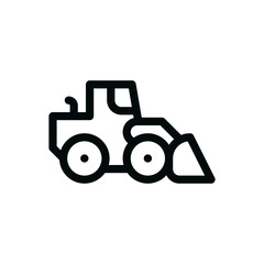 Front loader isolated icon, wheel loader linear vector icon with editable stroke