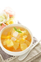 Canned food, mixed fruit and Nata de coco