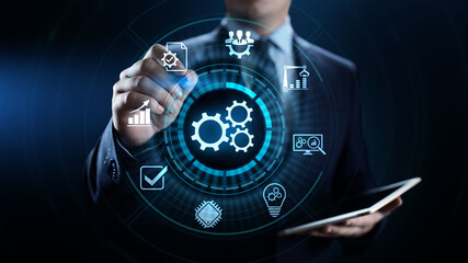 Business process automation industrial technology innovation optimisation concept.