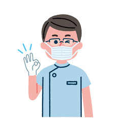 OKポーズをしている歯医者のイラスト素材
