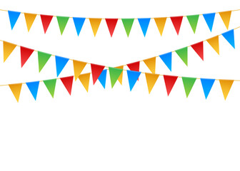 Birthday party invitation banners. Set of flag garlands. Vector stock illustration.