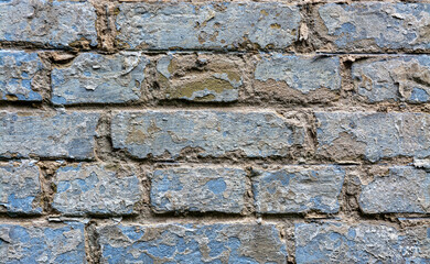 Old, weathered brickwork with crumbling plaster. Background. Vintage.