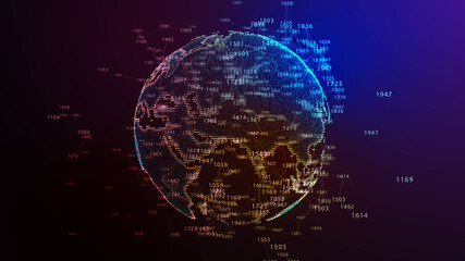 Global world map. Background with planet Earth. Internet and technology. 3d illustration.