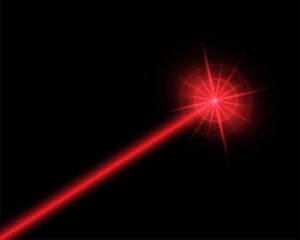 Abstract red laser beam. Isolated on transparent black background. Vector stock illustration