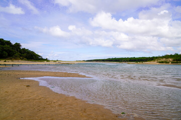 sand atlantic natural beach with blue water on Jard-sur-Mer france