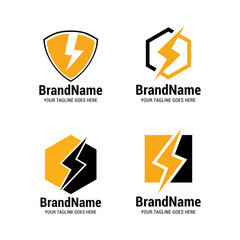 lightning thunder bolt flash logo icon vector template.