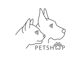 Pet Shop Line drawing Vector pet shop in line style on white background