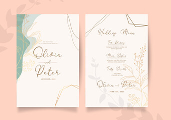 Elegant floral wreath wedding card template. Vector illustration. EPS 10
