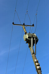 Obraz premium Electricity pole transformer