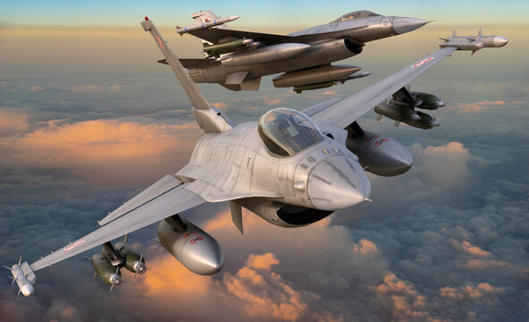 Lockheed Martin F-16 Polish Air Force flying in close formation