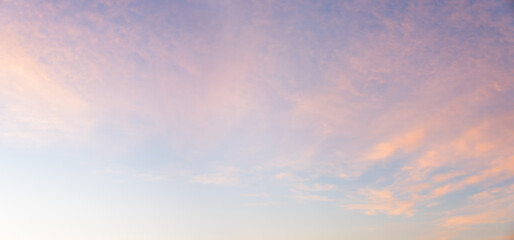 beautiful sunset sky with light pink clouds, pastel colors