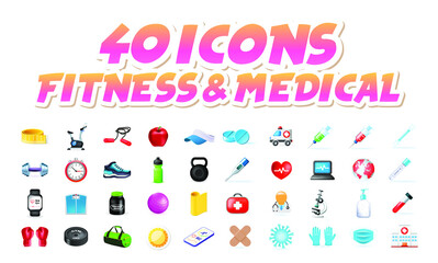 High Quality Realistic 3D Cute  Icons on White Background . Isolated Vector Illustration 