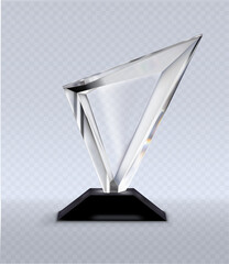 triangular glass award on transparent background vector illustration