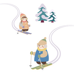 スキーをする子供たち