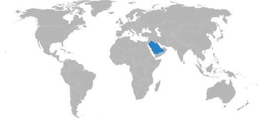 Saudi arabia, Kuwait Islamic countries isolated on world map. Business concepts and Geographical map backgrounds.