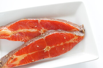 Japanese cooking, marinated sesame and flat fish fillet
