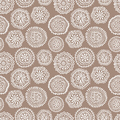 Seamless pattern for kids textile and tribal design. Vector lace doodle mandala.