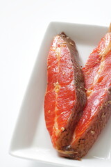 Japanese cooking, marinated sesame and flat fish fillet