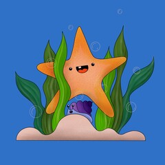 cute starfish  cartoon