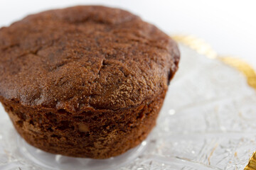 cocoa cupcake in glass plate