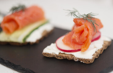 Canapes with salmon
