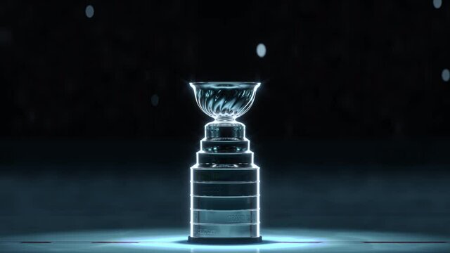 hockey cup arena with animated funs 3d video render. 