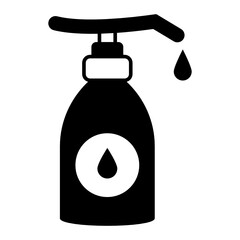 coronavirus disinfectant gel concept vector glyph icon design, Living Space Sanitizing and Disinfecting Symbol on White background 