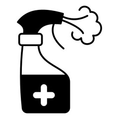 coronavirus disinfectant Spray Bottle concept vector Glyph icon design, Living Space Sanitizing and Disinfecting Symbol on White background 