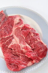 freshness beef steak on dish with copy space