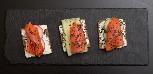 Canapes with salmon