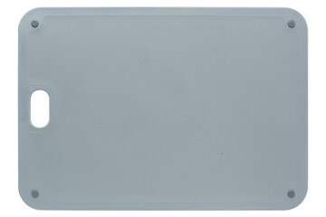 modern gray plastic cutting board, white background, frontal arrangement