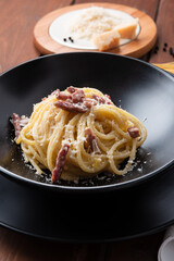 Piatto di deliziosi spaghetti alla carbonara, Pasta Italiana 