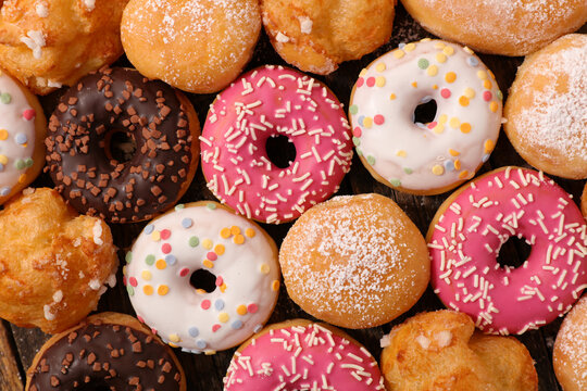 assorted of icing donuts- top view