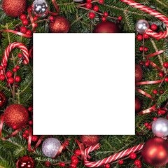 Fototapeta na wymiar Christmas card over fir tree branches