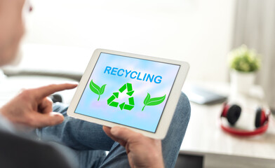 Recycling concept on a tablet