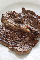 home grilled black pepper and beef steak