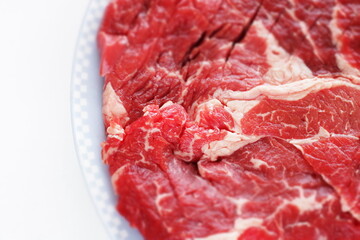 freshness beef steak on dish with copy space