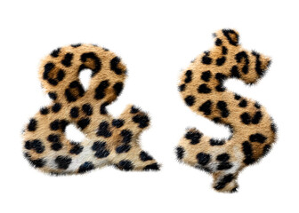 Ampersand and dollar symbols leopard fur texture