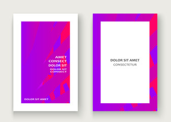 Minimal cover set design vector illustration. Neon halftone pink purple gradient. Abstract retro 80s style texture geometric pattern lines. Striped minimalist trend background. Modern template design