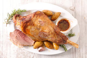 lamb chop and sauce- top view