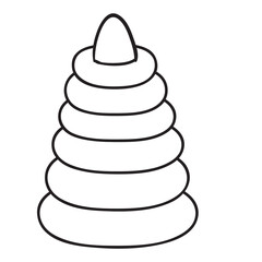 sketch of children's pyramid, coloring book, cartoon illustration, isolated object on white background, vector,