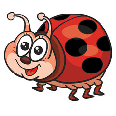 cute brown beetle character, cartoon illustration, isolated object on white background, vector,