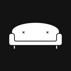 Retro Sofa icon isolated on black background. Couch for living room. Flat design